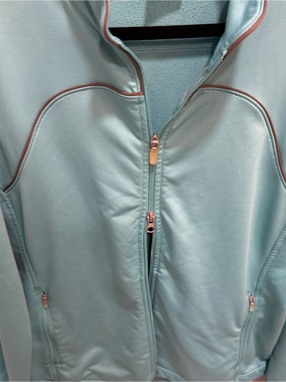 Nike Fit Dry Size L Womens Blue Full Zip Stand Collar Athletic Jacket Gray Tag - Picture 7 of 11